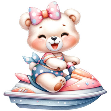 recommend clip art: teddy bear with a jet ski 