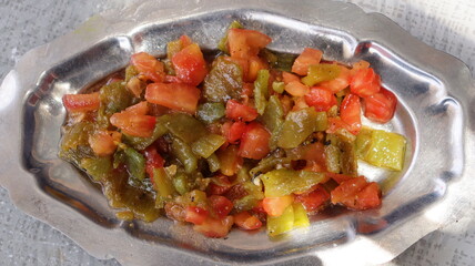 Pepper-Tomato Salad | Moroccan Roasted Pepper Salad | Colorful Fresh Mediterranean Dish