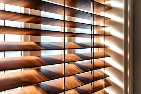 Fototapeta A stunning close-up photograph of wooden blinds