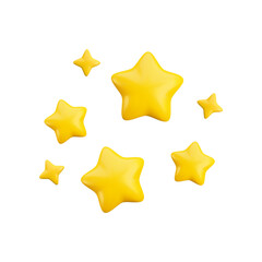 Vector 3d gold sparkling star composition on white background. Cute realistic cartoon 3d starry concept, yellow glossy stars render illustration for magic decoration, web, game, app, design, nursery.