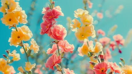 Carnation pink, sun kissed yellow, and aqua blue noisy grain, fresh and floral for spring-inspired themes