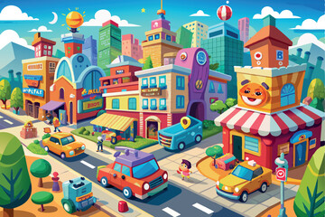 Naklejka premium Cartoon animated background image and illustration