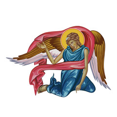 Fototapeta premium Angel illustration in Byzantine style 