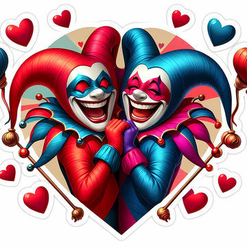 isolated valentine jesters sticker white background