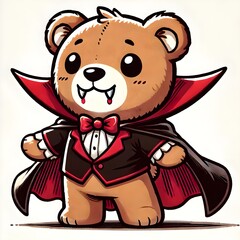 Obraz premium Ein gruselige und zugleich niedlicher Vampir-Teddy Bär. Dieses unheimlich süße Motiv ist perfekt für Halloween oder Fans von Horror und düster witziger Humor.Die dunkle Seite der Teddy Bären