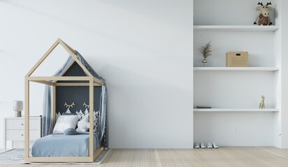 white bedroom with stylish bed  