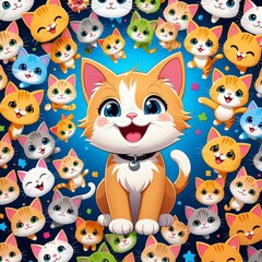 Obraz premium Cute Kitten Cartoon