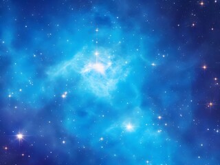 Obraz premium Vivid Blue Nebula with Stars Illuminating a Beautiful, Smooth Cosmic Background
