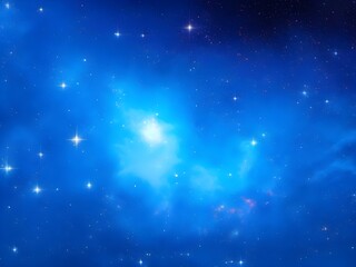 Obraz premium Vivid Blue Nebula with Stars Illuminating a Beautiful, Smooth Cosmic Background
