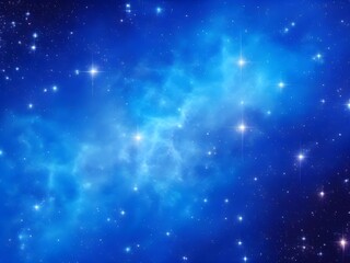 Obraz premium Vivid Blue Nebula with Stars Illuminating a Beautiful, Smooth Cosmic Background