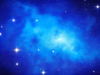 Fototapeta premium Vivid Blue Nebula with Stars Illuminating a Beautiful, Smooth Cosmic Background