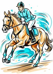 Obraz premium Harmony in Motion, Ideal for use in horse riding tutorials, sports magazines, equine therapy educational materials