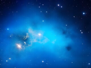 Vivid Blue Nebula with Stars Illuminating a Beautiful, Smooth Cosmic Background