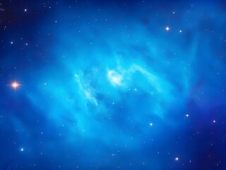 Obraz premium Vivid Blue Nebula with Stars Illuminating a Beautiful, Smooth Cosmic Background