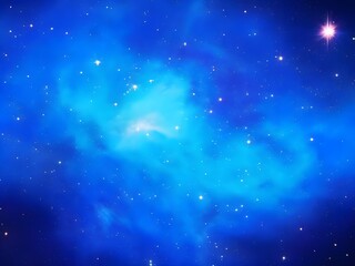 Vivid Blue Nebula with Stars Illuminating a Beautiful, Smooth Cosmic Background