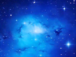 Vivid Blue Nebula with Stars Illuminating a Beautiful, Smooth Cosmic Background
