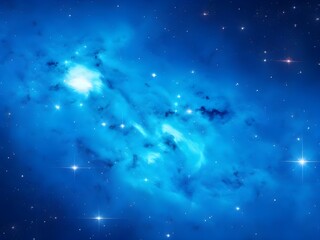 Vivid Blue Nebula with Stars Illuminating a Beautiful, Smooth Cosmic Background