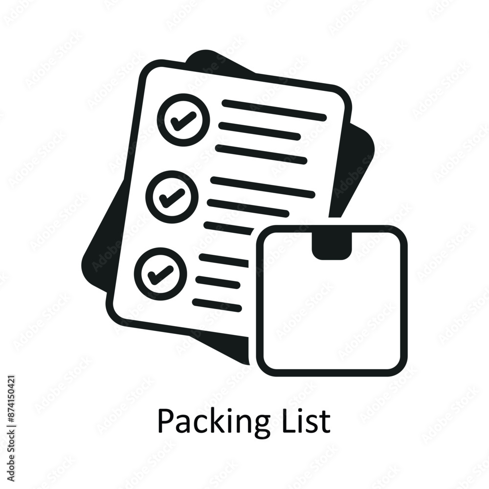 Poster packing list vector solid design illustration. symbol on white background eps 10 file