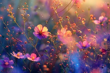 Enchanting Wildflower Meadow at Sunset