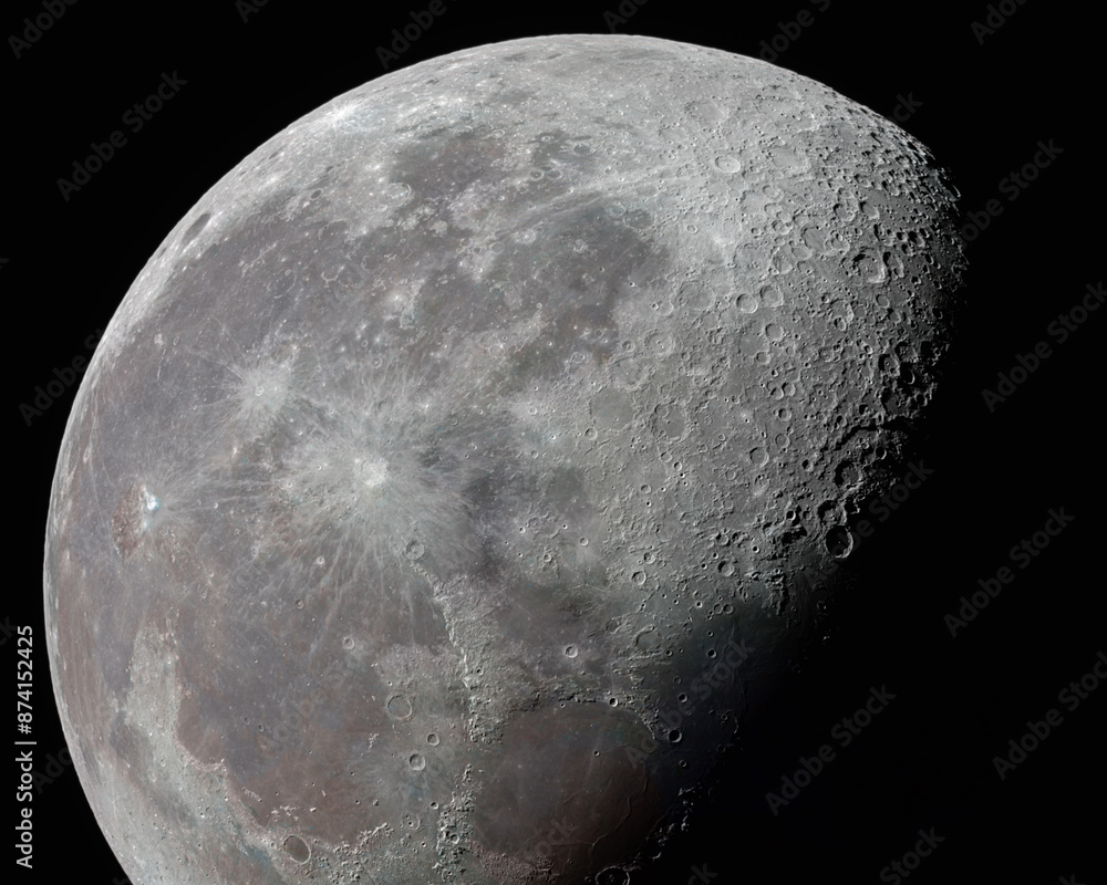 Wall mural deep space astrophotography using a telescope to capture earth's moon