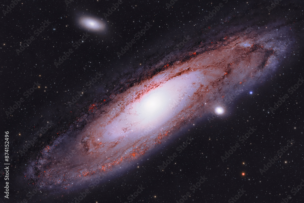 Wall mural deep space astrophotography using a telescope to capture the andromeda galaxy m31