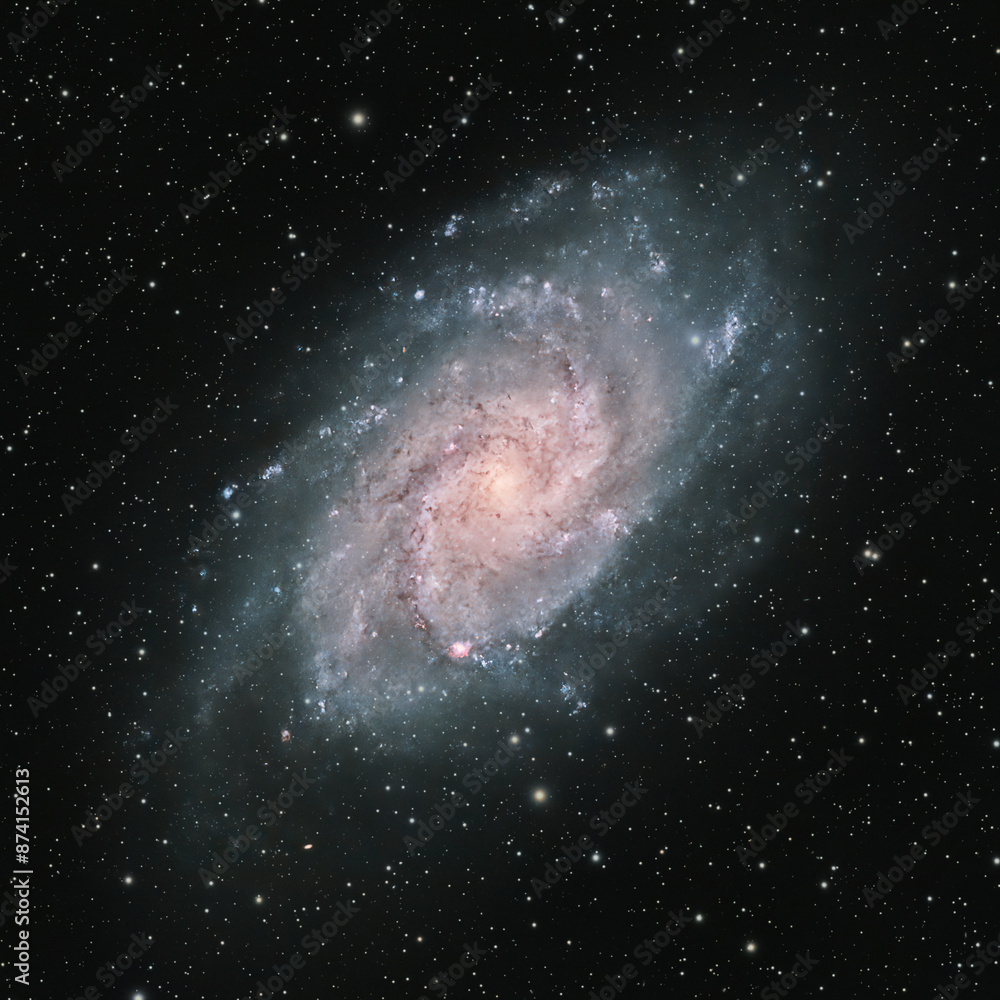 Wall mural deep space astrophotography using a telescope to capture the triangulum galaxy