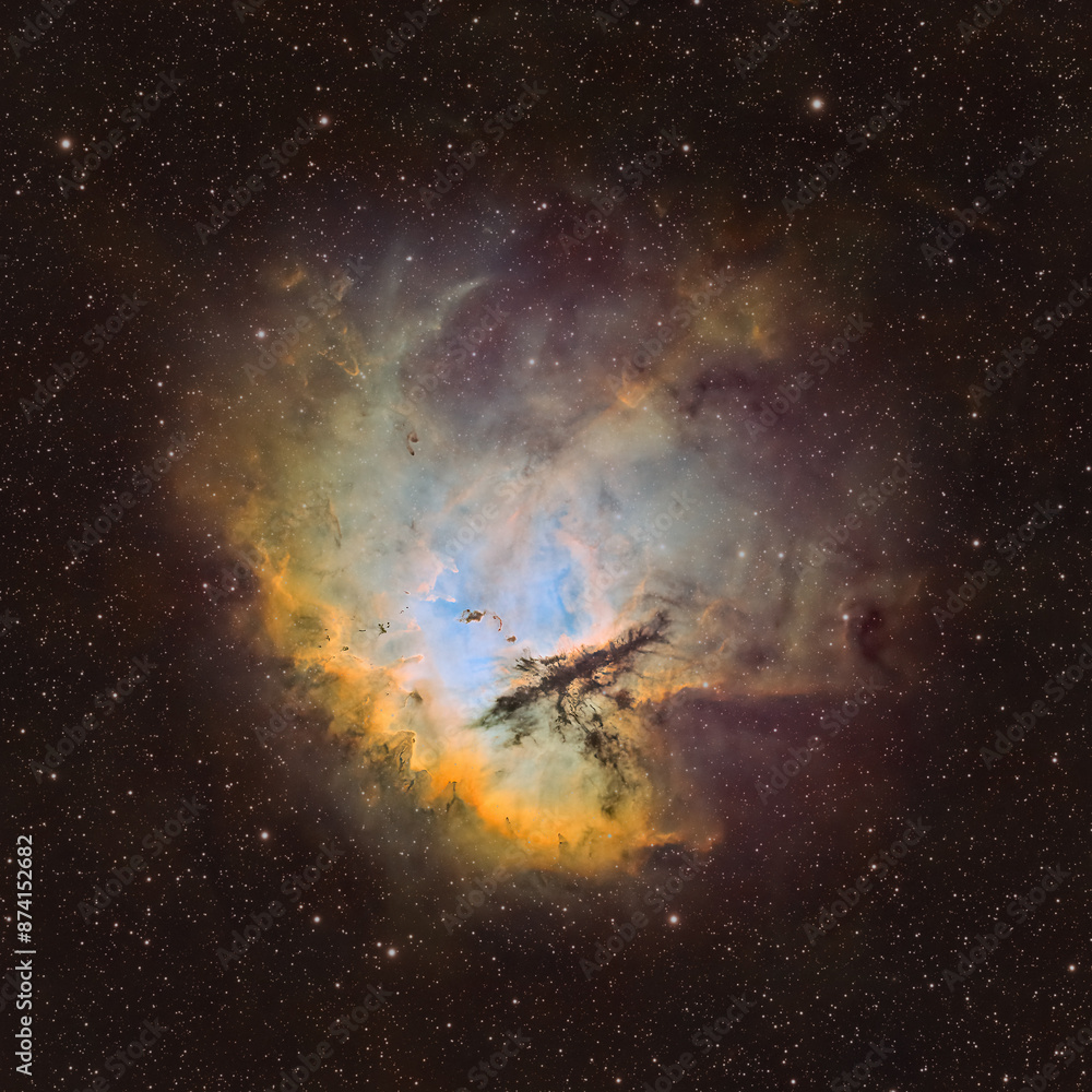Wall mural deep space astrophotography using a telescope capturing the pacman nebula ngc 281