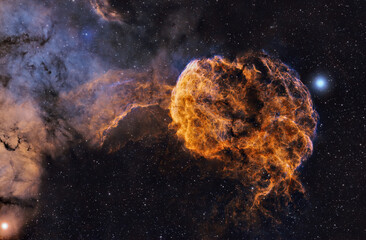 Deep space astrophotography using a telescope capturing the Jellyfish Nebula IC 443