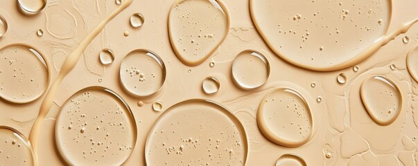 Many water bubbles on top of the brown solid powder