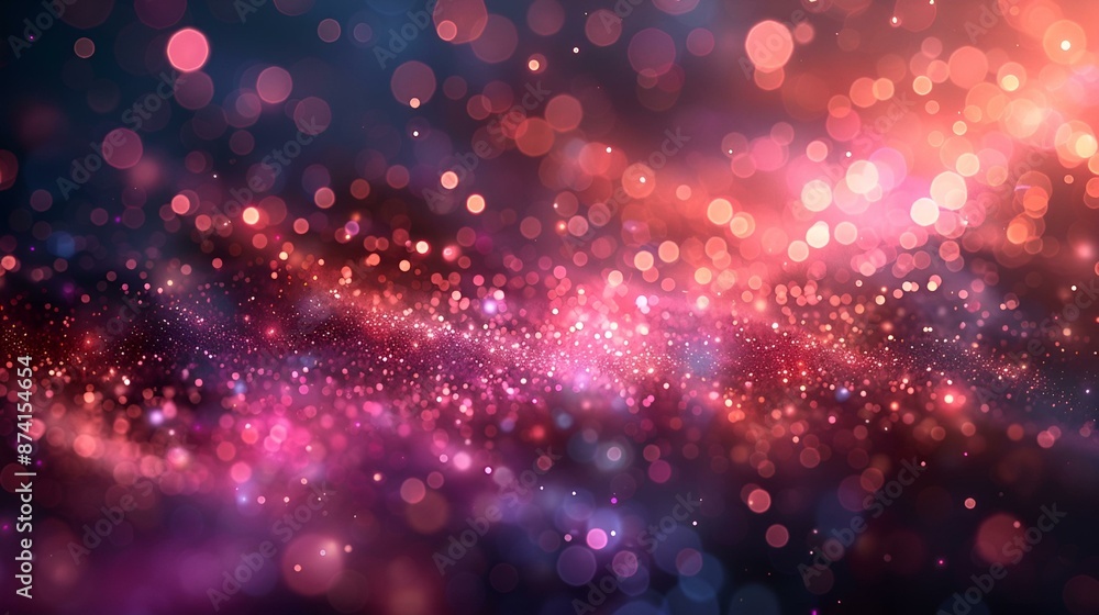 Poster colorful abstract background with glowing lights and bokeh effect.