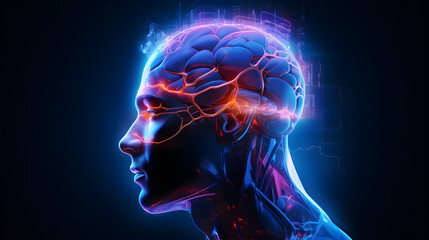 3D illustration of a human brain glowing with neural connections, highlighting brain activity and the power of human cognition.