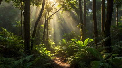 morning in the forest, ai generated