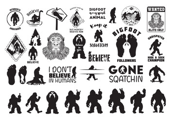Bigfoot Bundle, Bigfoot Sign Svg, Yeti Svg, Silhouette, Bigfoot Peace Sign Svg, Wild Monster Svg, Sasquatch SVG, 
