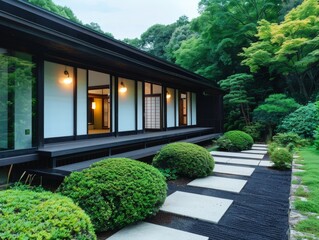 Serene Japanese Ryokan: Traditional Architecture and Tranquil Garden Retreat