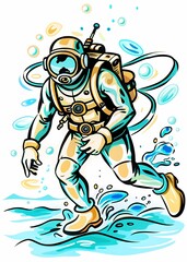 Underwater Explorer - Perfect for educational materials on marine biology, articles about scuba diving, promotional content for diving schools and equipment