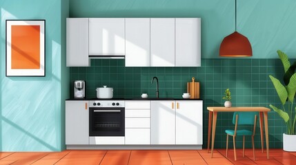Smart home technology, energy-efficient devices, cozy interior, Watercolor style