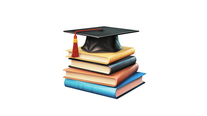 Stack of books with academic hat cutout