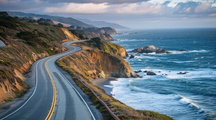 A scenic coastal highway with ocean views.