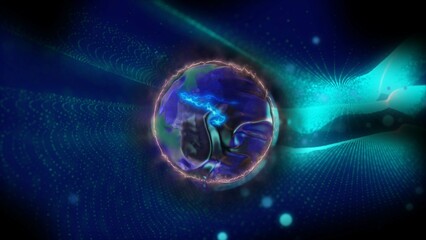 energy sector. Futuristic magical plasma circle glows in space.