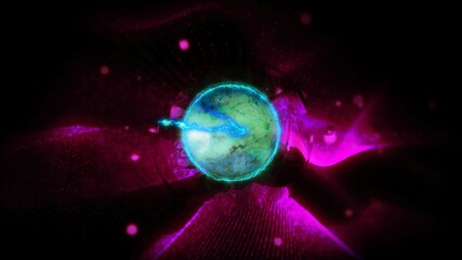 energy sector. Futuristic magical plasma circle glows in space.