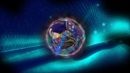 energy sector. Futuristic magical plasma circle glows in space.