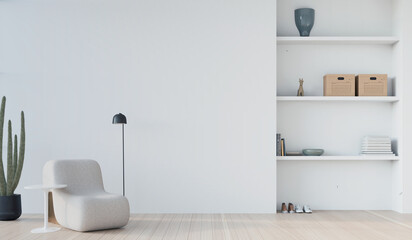 white living room with stylish armchair
