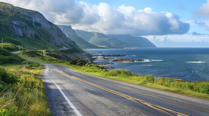 A scenic coastal road with panoramic views.