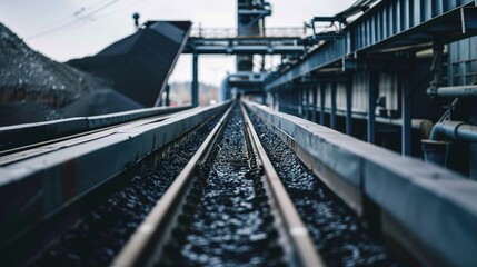 Fototapeta premium Coal Conveyor Belt in Industrial Setting