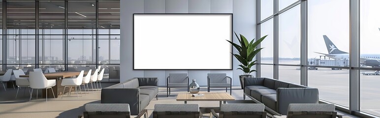 Blank billboard at the airport. AI generated illustration