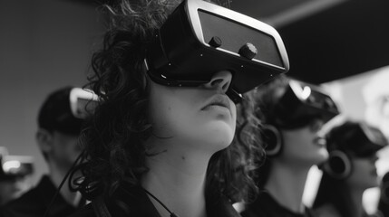 Group of individuals using virtual reality technology
