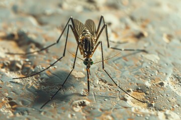 A mosquito sits on the ground
