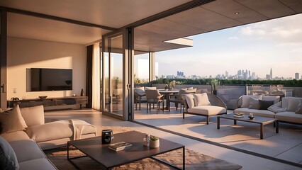 Modern living room and balcony