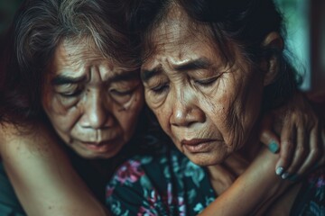 Two females embracing each other, showing affection and friendship