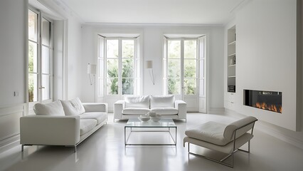 Fototapeta premium White minimalist living room